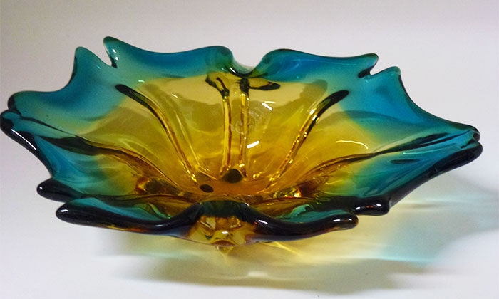 Blu and Gold Murano Glass Dish
